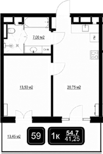 Продается 2-комн. квартира, 41.25 м²