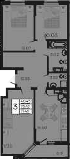 3-комн., 75.42 м², 4/9 этаж, ЖК «Дом 101»