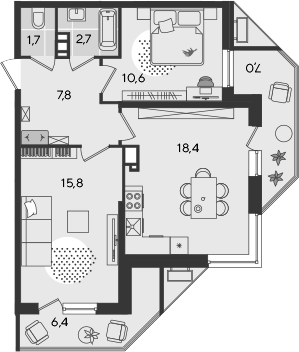 3-комн., 57 м², 12/24 этаж, ЖК «Рекорд»