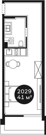Объект, 41.24 м², 2/4 этаж, ЖК «Резиденция Волна»
