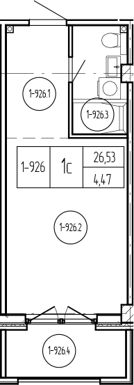 Студия, 26.54 м², 8/9 этаж, ЖК «Лучи»