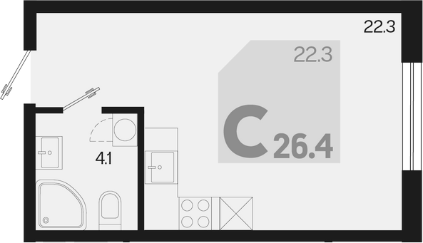 Продается 1-комн. квартира, 26.4 м²