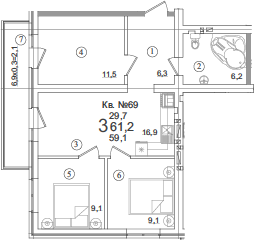 Продается 4-комн. квартира, 59.1 м²
