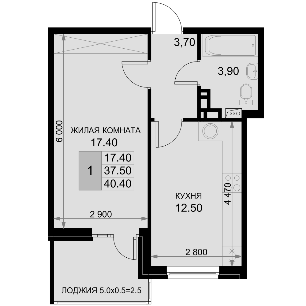 Продается 1-комн. квартира, 37.5 м²