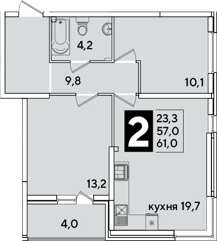 Продается 3-комн. квартира, 57 м²