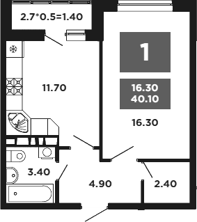 1-комн., 38.7 м², 12/12 этаж, ЖК «НЕО-квартал Красная площадь»