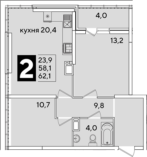 Продается 3-комн. квартира, 58.1 м²