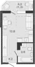 Студия, 20.8 м², 3/4 этаж, ЖК «Дзенпарк»