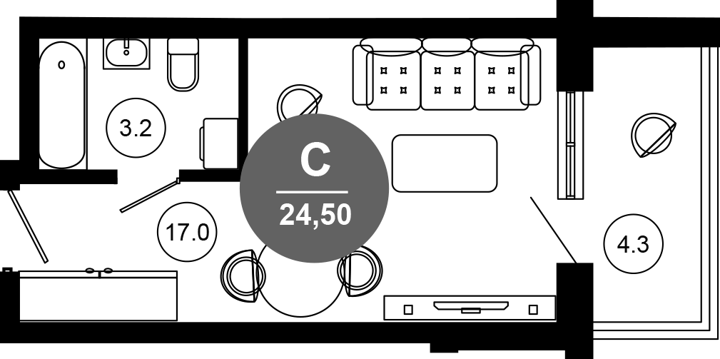Студия, 20.2 м², 9/10 этаж, ЖК «Гостиничный комплекс GREENMONT»