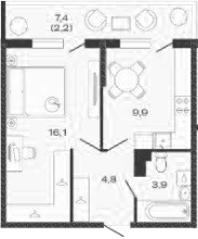 Продается 1-комн. квартира, 34.7 м²