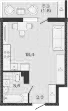 Студия, 24.6 м², 4/4 этаж, ЖК «Дзенпарк»