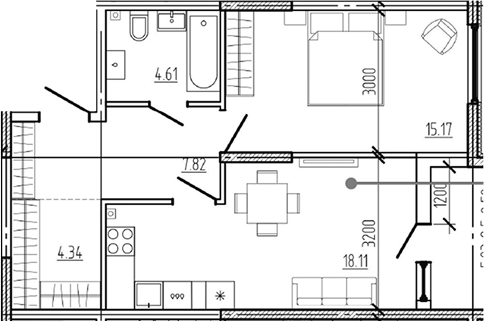 2-комн., 50.05 м², 2/18 этаж, ЖК «Моренуар»