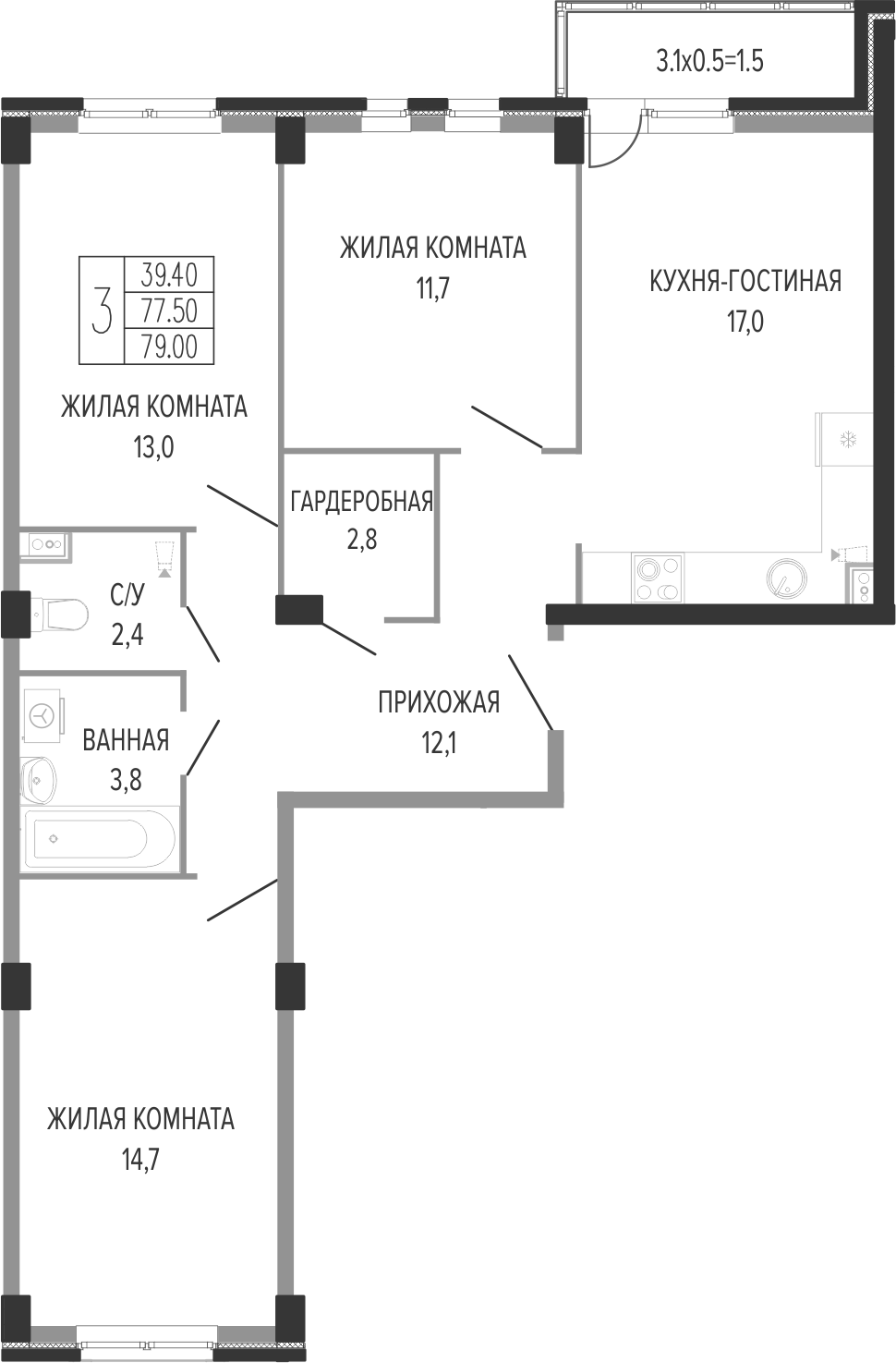 4-комн. Екатерининский парк