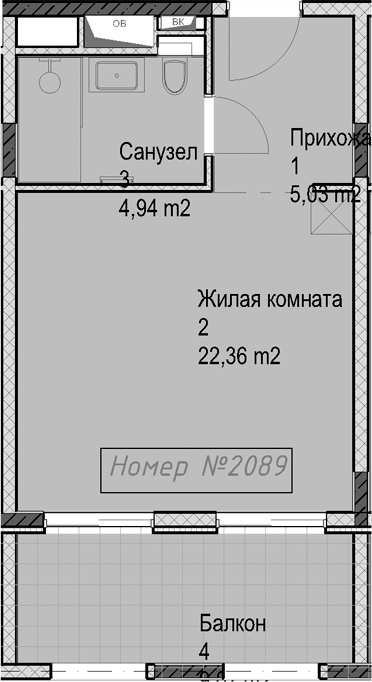 Студия, 32.3 м², 2/6 этаж, ЖК «Гостиничный комплекс Николай 1»