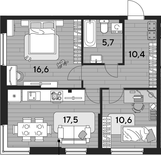 Продается 2-комн. квартира, 60.8 м²