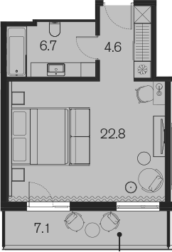 Студия, 34.1 м², 2/4 этаж, ЖК «Benefit Sky Breeze Sochi»