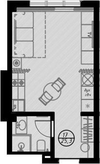 Студия, 25.7 м², 5/7 этаж, ЖК «Оливия»
