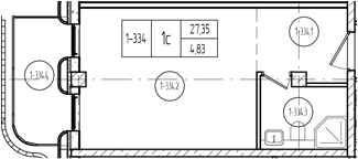 Продается 1-комн. квартира, 27.25 м²
