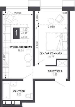 1-комн. Иначе в Молодежном