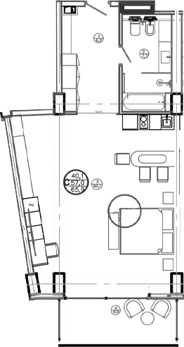 Студия, 48.4 м², 4/8 этаж, ЖК «Mandarin Garden Hotel»