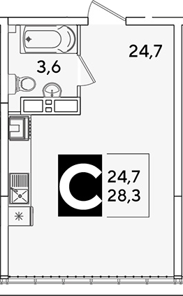 Продается 1-комн. квартира, 28.3 м²