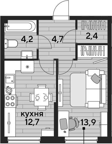 Продается 1-комн. квартира, 37.9 м²