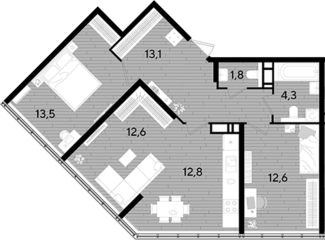Продается 2-комн. квартира, 70.7 м²