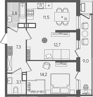 Продается 2-комн. квартира, 52.6 м²