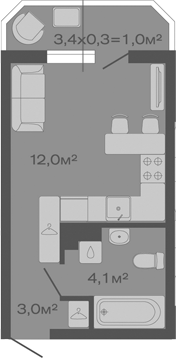 Продается 1-комн. квартира, 19.1 м²