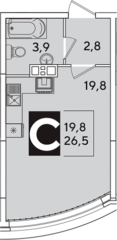 Продается 1-комн. квартира, 26.5 м²