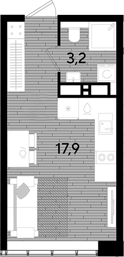 Студия, 21.1 м², 15/16 этаж, ЖК «DОГМА ПАРК»
