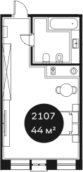 Объект, 43.59 м², 2/4 этаж, ЖК «Резиденция Волна»
