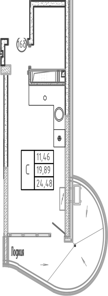 Студия, 19.89 м², 5/16 этаж, ЖК «Sun Hills Ольгинка»