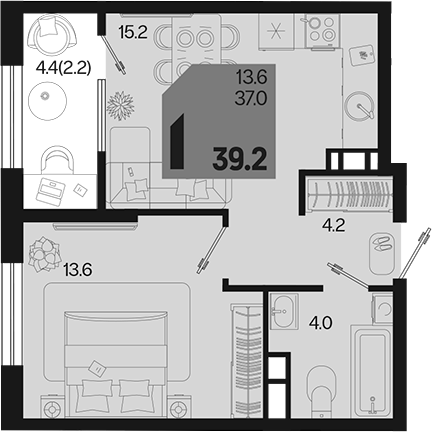 Продается 1-комн. квартира, 37 м²