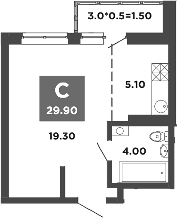 Студия, 28.4 м², 8/20 этаж, ЖК «НЕО-квартал Красная площадь»