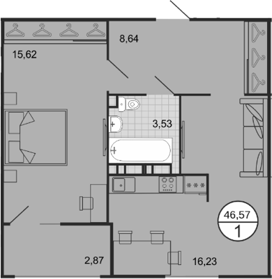 Продается 2-комн. квартира, 43.7 м²