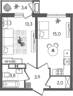 Продается 2-комн. квартира, 38 м²
