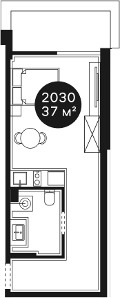 Объект, 37.2 м², 2/4 этаж, ЖК «Резиденция Волна»