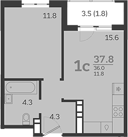 Продается 2-комн. квартира, 36 м²