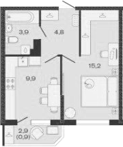 Продается 1-комн. квартира, 33.8 м²