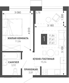 Продается 1-комн. квартира, 35.86 м²