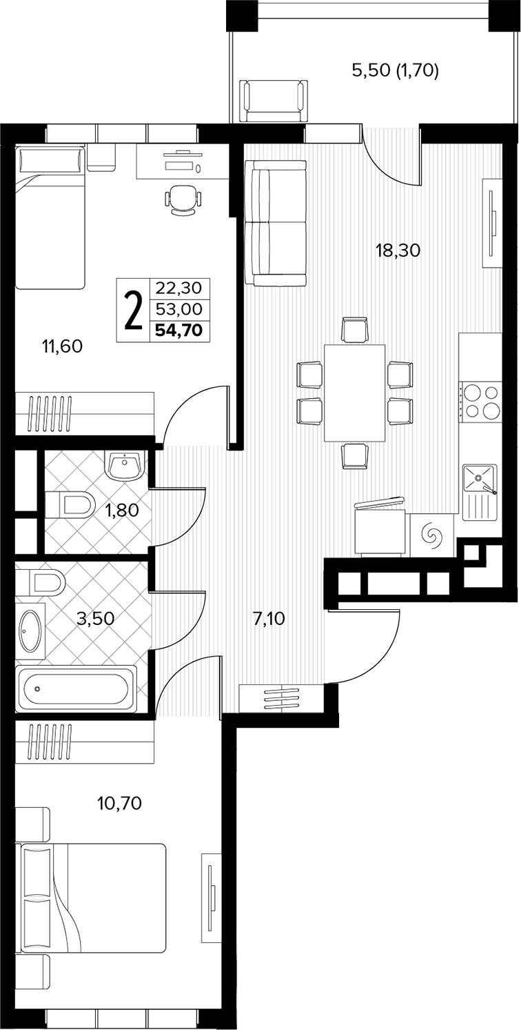 Продается 2-комн. квартира, 53 м²
