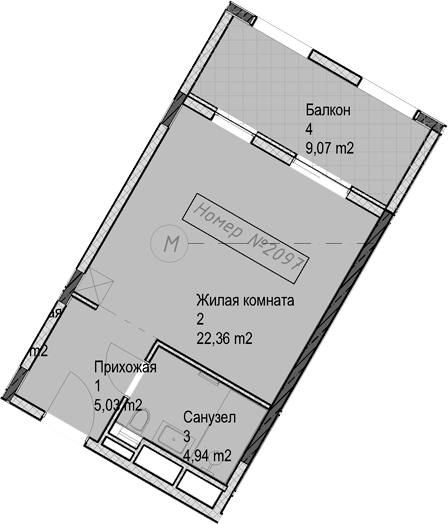 Студия, 32.3 м², 2/6 этаж, ЖК «Гостиничный комплекс Николай 1»