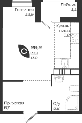 Студия, 28.1 м², 10/18 этаж, ЖК «Ботаника»