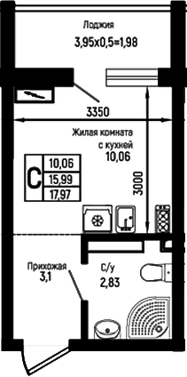 Студия, 15.99 м², 11/18 этаж, ЖК «Ботаника Хиллс»