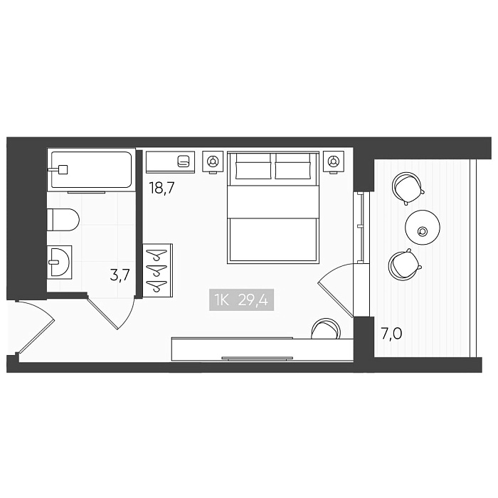 Студия, 22.4 м², 4/6 этаж, ЖК «Палаццо Де Агой»