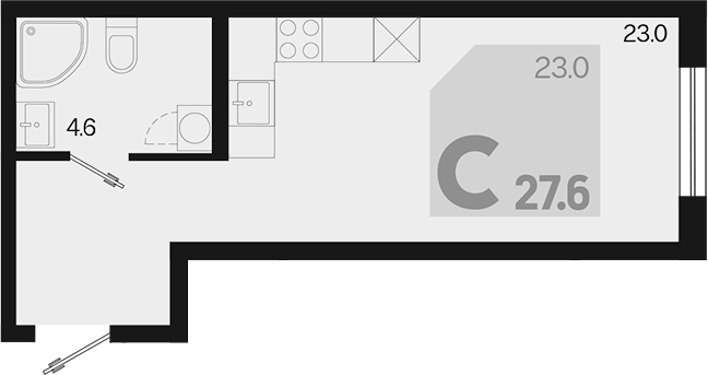 Студия, 27.6 м², 2/18 этаж, ЖК «Первое место»