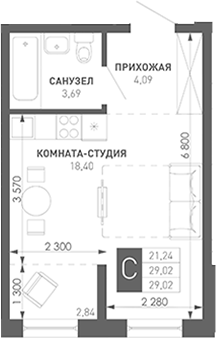 Продается 1-комн. квартира, 27.65 м²