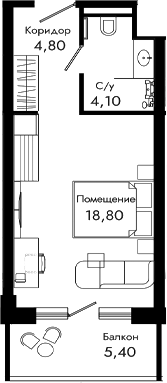 Студия, 27.7 м², 4/8 этаж, ЖК «Курортный отель Алеан Селект Агой»