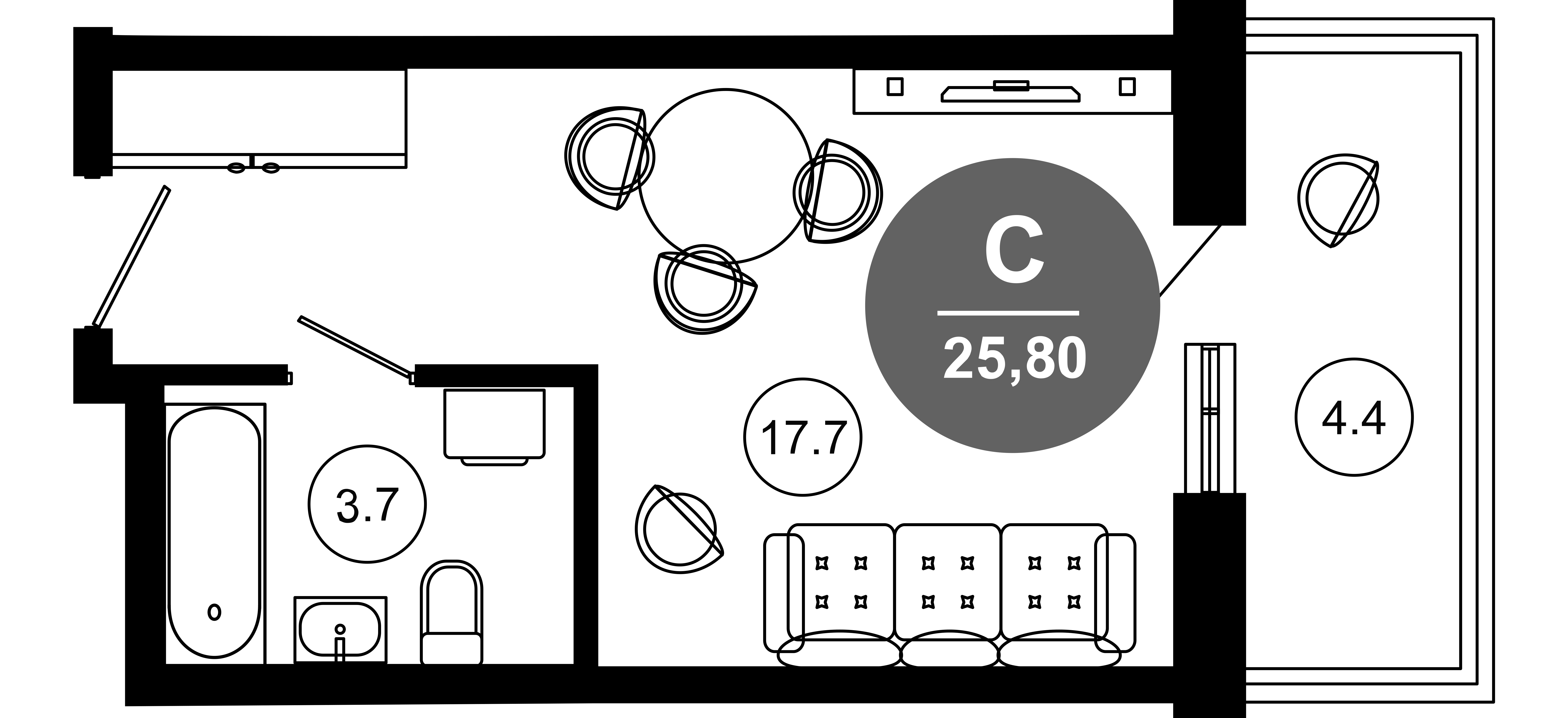 Студия, 21.4 м², 3/10 этаж, ЖК «Гостиничный комплекс GREENMONT»